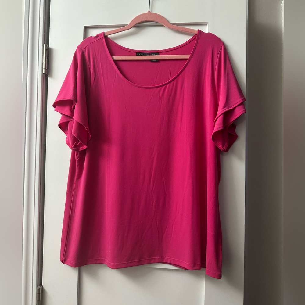 Tahari Hot Pink Short Sleeve Top
